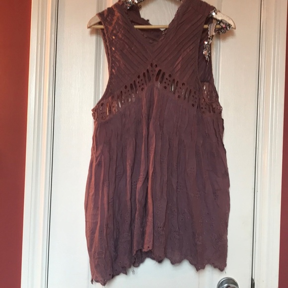 Free people tunic dress eyelet fp one purple xs 0 2 tunic - Picture 1 of 3